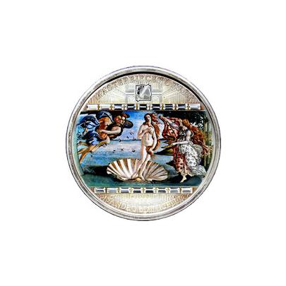 Stříbrná mince 3 Oz Zrození Venuše Sandro Botticelli 2008 Krystaly Proof