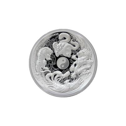 Stříbrná mince 5 Oz Čínské starověké mytické bytosti High Relief 2015 Proof