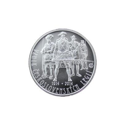 Přední strana Strieborná minca  200 Kč Založenia Československých legií 100. výročie 2014 Štandard
