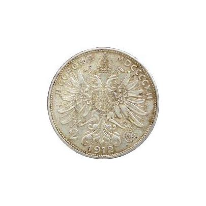 Stříbrná mince Dvoukoruna Františka Josefa I. Rakouská ražba 1912