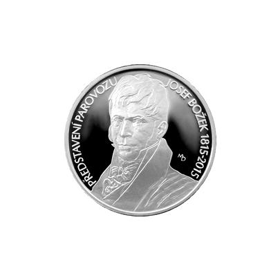 Stříbrná mince 200 Kč Josef Božek předvedl parovůz 200. výročí 2015 Proof