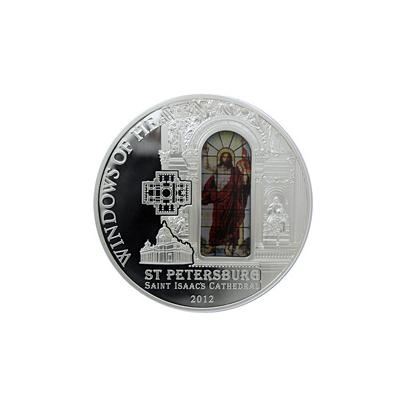 Přední strana Stříbrná mince Katedrála svatého Izáka Okno Vzkříšení 2012 Proof