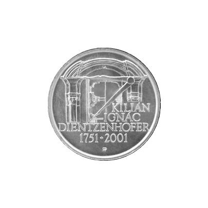 Přední strana Strieborná minca 200 Kč Kilián Ignác Dientzenhofer 250. výročie úmrtia 2001 Štandard