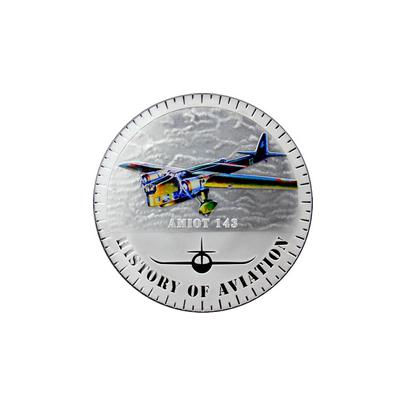 Strieborná minca kolorovaný Amiot 143 History of Aviation 2015 Proof