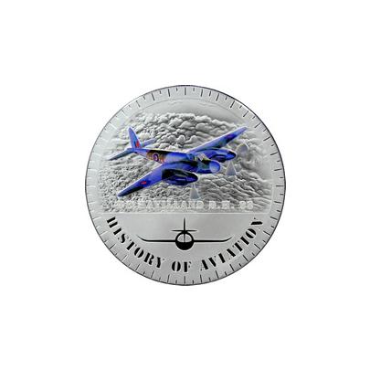 Strieborná minca kolorovaný De Havilland D.H.98 History of Aviation 2015 Proof
