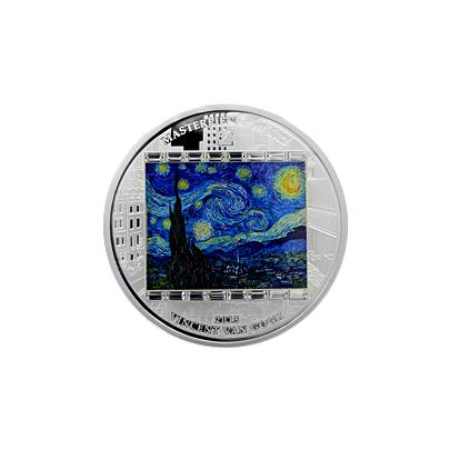 Stříbrná mince 3 Oz Hvězdná noc Vincent van Gogh 2015 Krystaly Proof