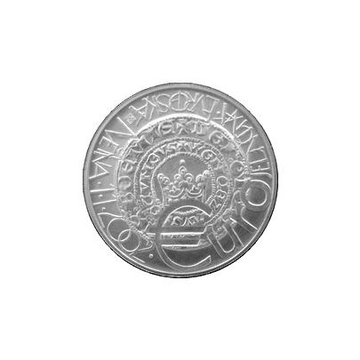 Přední strana Strieborná minca 200 Kč Zavedenie jednotnej európskej meny Euro 2001 Štandard