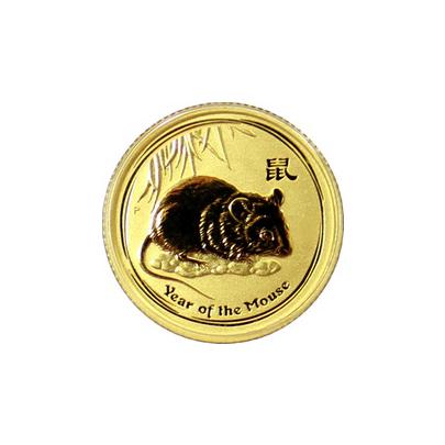 Zlatá investičná minca Year of the Mouse Rok Myši Lunárny 1/10 Oz 2008