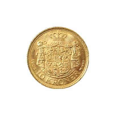 Zlatá mince 10 Koruna Frederik VIII. 1908