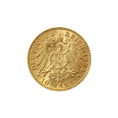 Zlatá mince 10 Marka Jiří I. Saský 1904