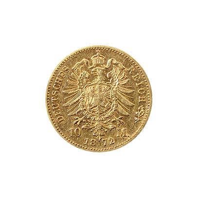 Zlatá mince 10 Marka Karel I. Württemberský 1872