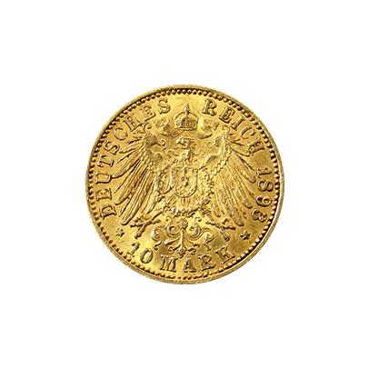 Zlatá minca 10 Marka Vilém II. Pruský 1893