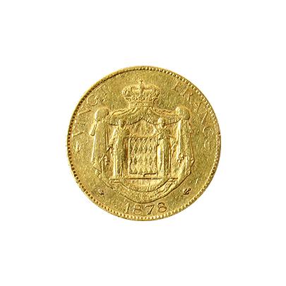 Zlatá mince 20 Frank Karel III. Monacký 1878