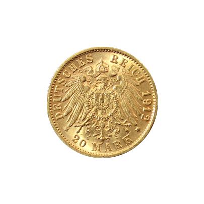 Zlatá mince 20 Marka Fridrich II. Bádenský 1912