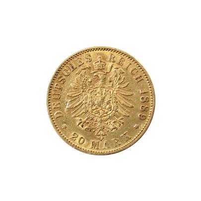 Zlatá minca 20 Marka Vilém II. Pruský 1889