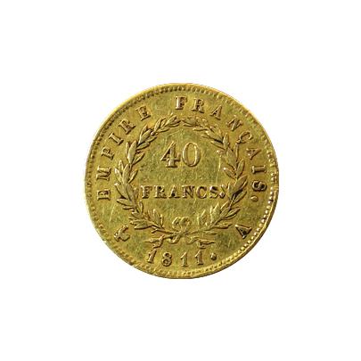 Přední strana Zlatá minca 40 Frank Napoleon Bonaparte 1811