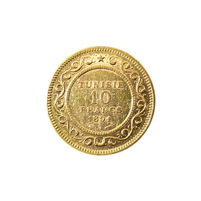 Zlatá mince 10 Frank Alí III ibn al-Husajn 1891