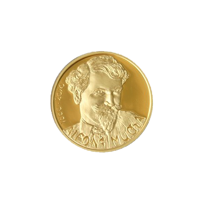 Zlatá půluncová medaile Alfons Mucha 2010 Proof