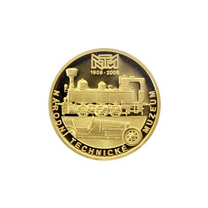 Zlatá půluncová medaile k založení Národního technického muzea 2008 Proof