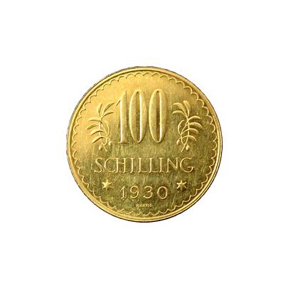 Zlatá mince 100 Šilink 1930