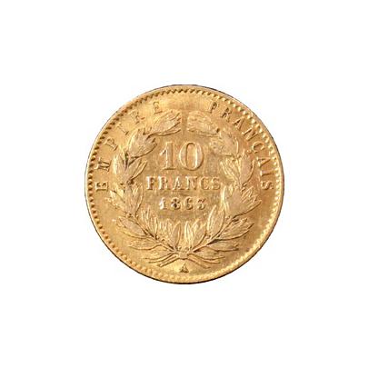 Zlatá mince 10 Frank Napoleon III. 1863 A