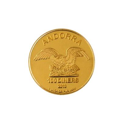 Přední strana Zlatá investiční mince Andorra Eagle 1 Oz
