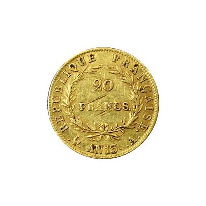 Přední strana Zlatá mince 20 Frank Napoleon Bonaparte 1804