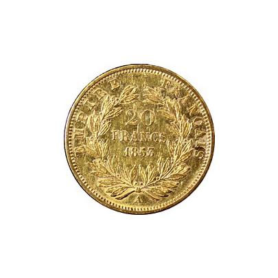 Zlatá mince 20 Frank Napoleon III. 1853 A