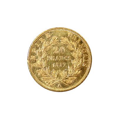 Zlatá mince 20 Frank Napoleon III. 1857 A