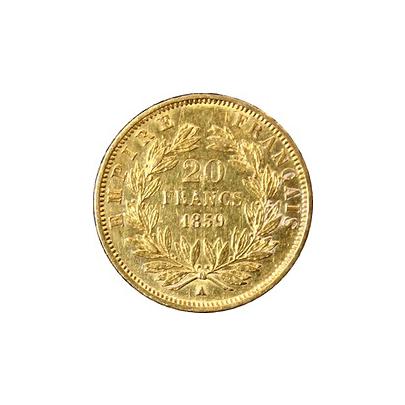Zlatá minca 20 Frank Napoleon III. 1859 A