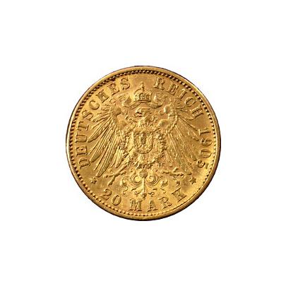 Zlatá mince 20 Marka Ota I. Bavorský 1905