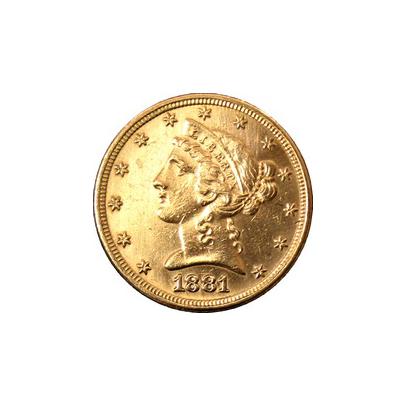 Zlatá mince 5 Dolar American Eagle Liberty Head 1881