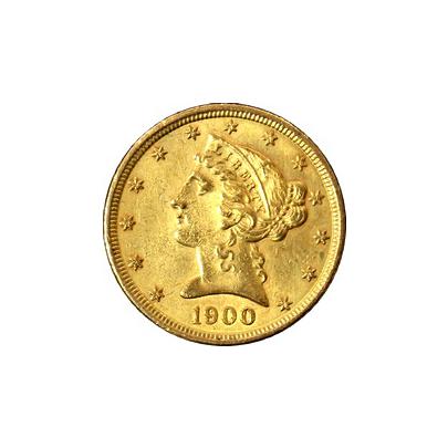 Přední strana Arany érme 5 dollár amerikai sas Liberty Head 1900
