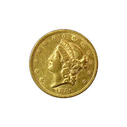 Zlatá mince American Double Eagle Liberty Head 1851
