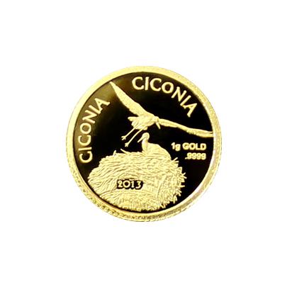 Zlatá mince Čáp bílý Miniatura 2013 Proof