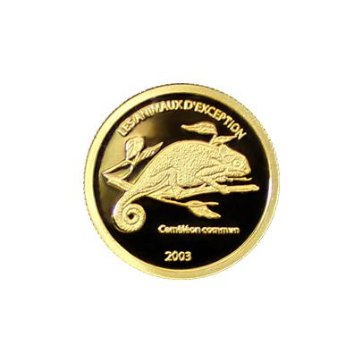 Přední strana Zlatá mince Chameleon Miniatura 2003 Proof