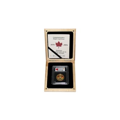 Zlatá mince Maple Leaf 25. výročí 1 Oz 2004 Diamant Standard
