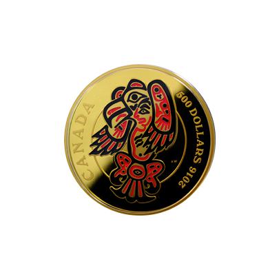 Zlatá minca 5 Oz Orel Mythical Realms of the Haida 2016 Proof