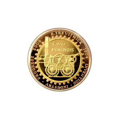 Zlatá mince Parní lokomotiva 200. výročí 2004 Proof