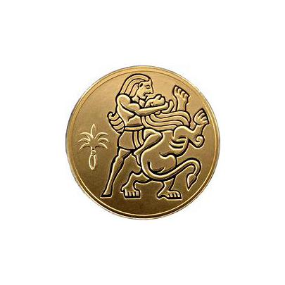 Zlatá mince Samson a Lev 10 NIS Izrael Biblické umění 2009 Proof