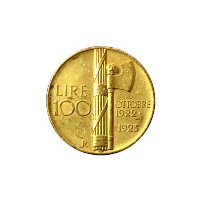 Zlatá mince 100 Lira Viktor Emanuel III. 1923
