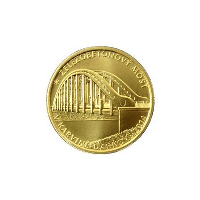Zlatá mince 5000 Kč Železobetonový most v Karviné - Darkově 2014 Standard
