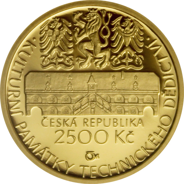 Zlatá mince 2500 Kč Vodní mlýn ve Slupi 2007 Proof 
