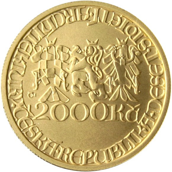Zlatá mince 2000 Kč Kašna Kutná Hora Pozdní Gotika 2002 Standard 