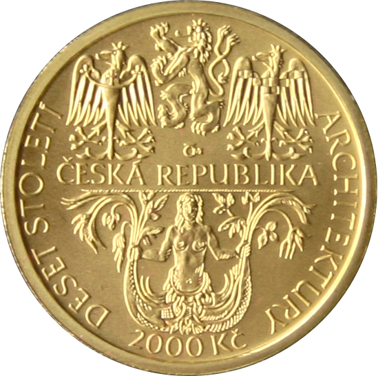 Zlatá minca 2000 Kč Zámek v Litomyšli Renesancia 2002 Štandard 