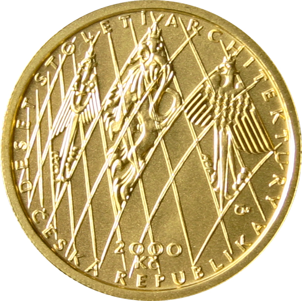 Zlatá minca 2000 Kč Tančící Dům v Praze Súčasnosť 2005 Štandard 