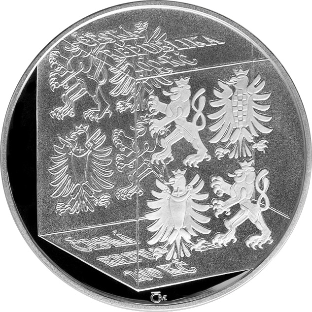 Zadní strana Stříbrná mince 200 Kč Založení SUŠ v Kamenickém Šenově 150. výročí 2006 Proof
