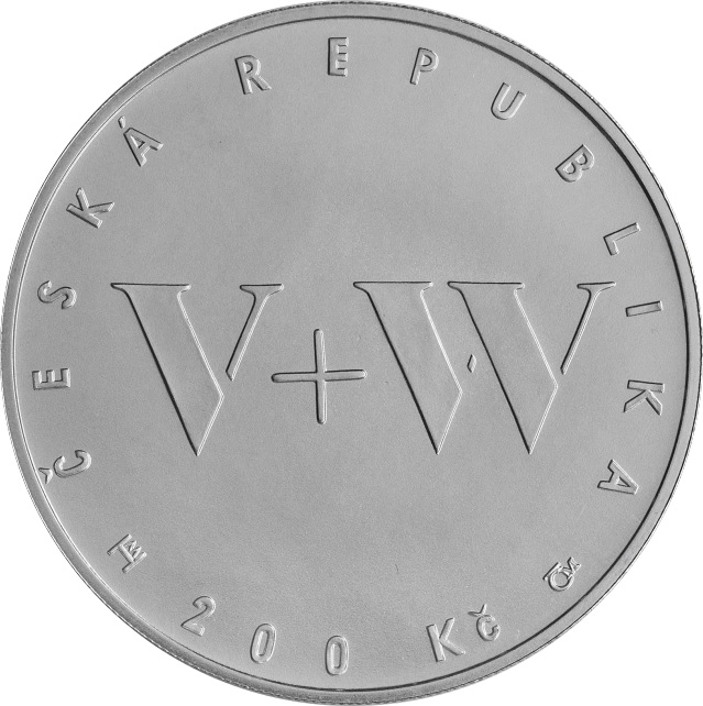 Stříbrná mince 200 Kč Jan Werich a Jiří Voskovec 100. výročí narození 2005 Proof  