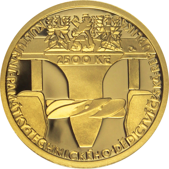 Zlatá minca 2500 Kč Zdymadlo na Labi pod Střekovem 2009 Proof 