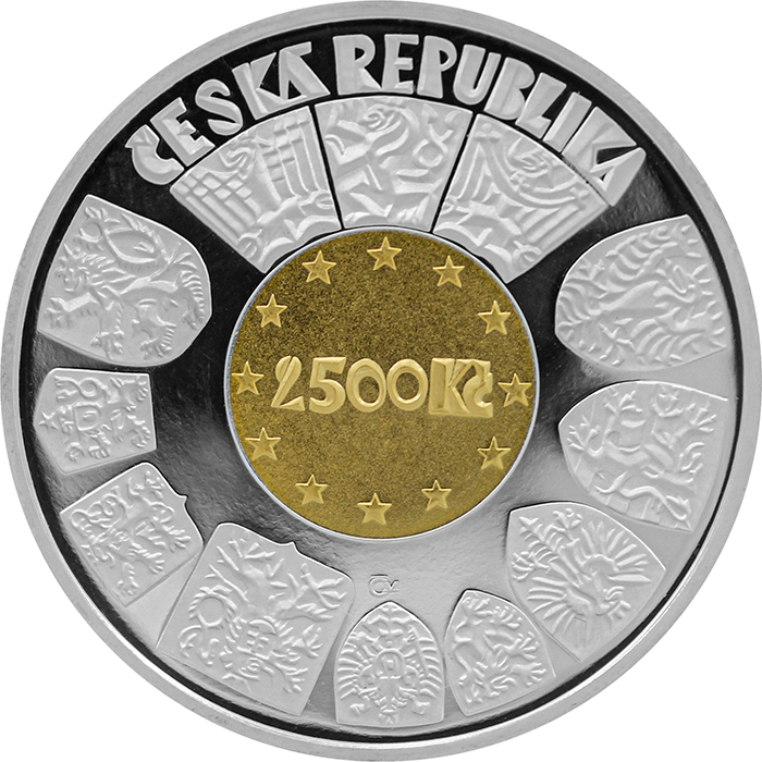 Bimetalová mince 2500 Kč Vstup České republiky do Evropské unie 2004 Proof